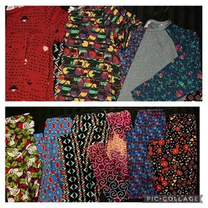 Reseller 10 item Bundle LuLaRoe - 6 leggings OS , 2 dresses. I baseball tee